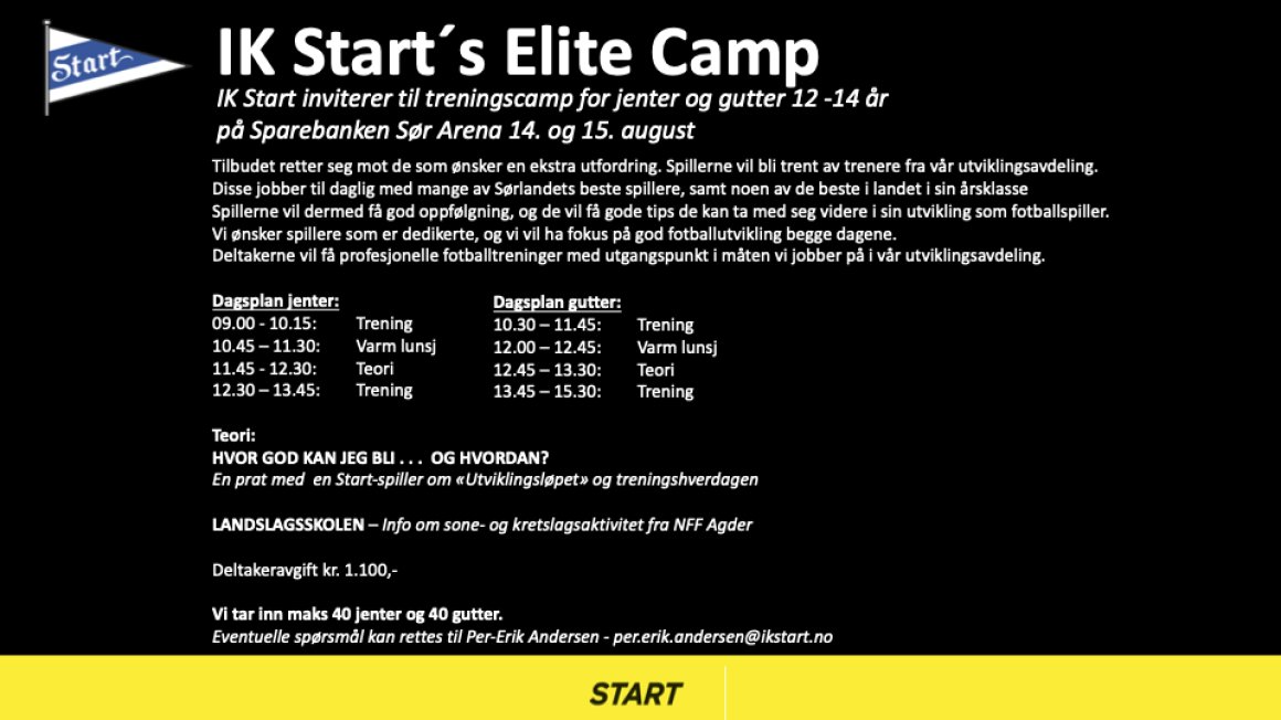 IK Starts Elitecamp for jenter og gutter
