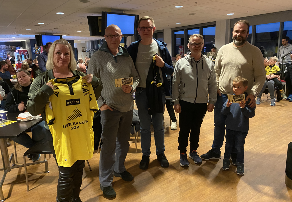 Vinnerne av konkurransene på klubbkvelden – f.v.: Anny May Fredriksen, Børre Fredriksen, Per Reidar Aabel, Morten Lund Løvsland og Alf Petter Mollestad.