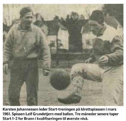 Karsten Johannessen trener, Leif Grundetjern, Start 1961 fædrelandsvennen.JPG