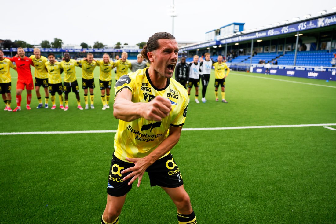 I morgen blir det gjensyn for Fredrik Pålerud med gamle venner i Sandefjord. Her fra seieren mot KBK tidligere i år. Foto: Frederik Ringnes / NTB